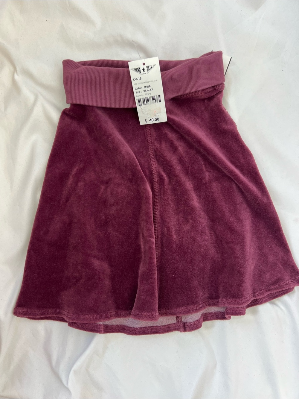 NWT Girls HARD TAIL Purple* Velour Foldover Midi Skirt